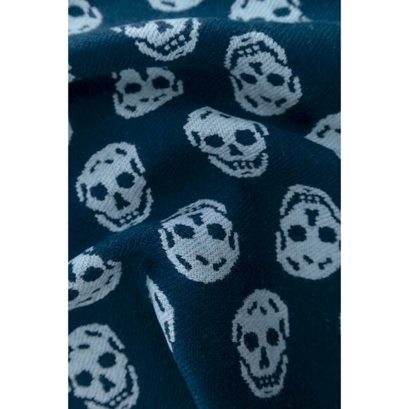 NWT Alexander McQueen Reversible Skull Wool Biker scarf Navy Blue - Picture 4 of 8